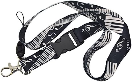 Music Note and Piano Keys Lanyard Keychain Cellphone Holder