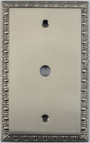 Egg & Dart Satin Nickel 1 Gang Single Cable TV Wall Plate