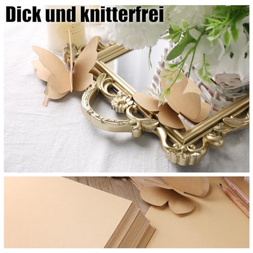 VGOODALL 70 Stück Braun Tonpapier, A4 Kraft Bastelpapier Karton Papier für Kartenherstellung Kinderkunst Bastelarbeiten Scrapbooking Bastelpapier Naturkarton