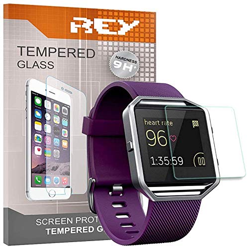 REY Screen Protector compatible with FITBIT BLAZE, Tempered Glass Film, Premium quality, [Pack 3x]