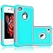Tekcoo for iPhone 4S Case, Tekcoo iPhone 4 / 4G Cover, [Tmajor] Shock Absorbing Hybrid Best Impact Defender Rugged Slim Grip Bumper Cover Shell Plastic Outer & Rubber Silicone Inner [Gray/Turquoise]