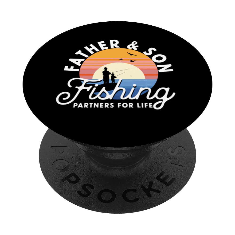 Fishing Boy Buddy Fisher Fisherman Father and Son Fishing PopSockets Swappable PopGrip