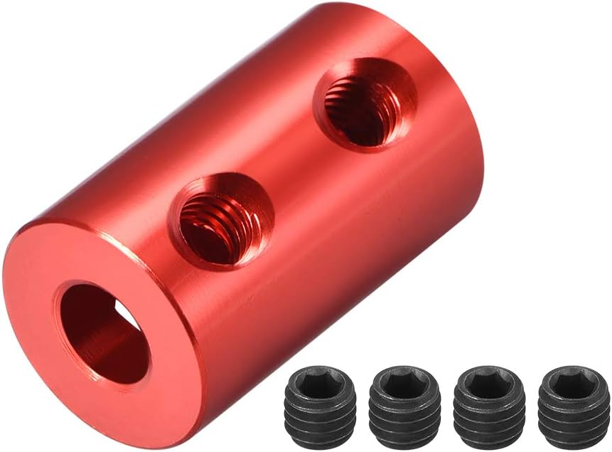 sourcing map 3.17mm to 5mm Bore Rigid Coupling Set Screw L20XD12 Aluminum Alloy,Shaft Coupler Connector,Motor Accessories,Red