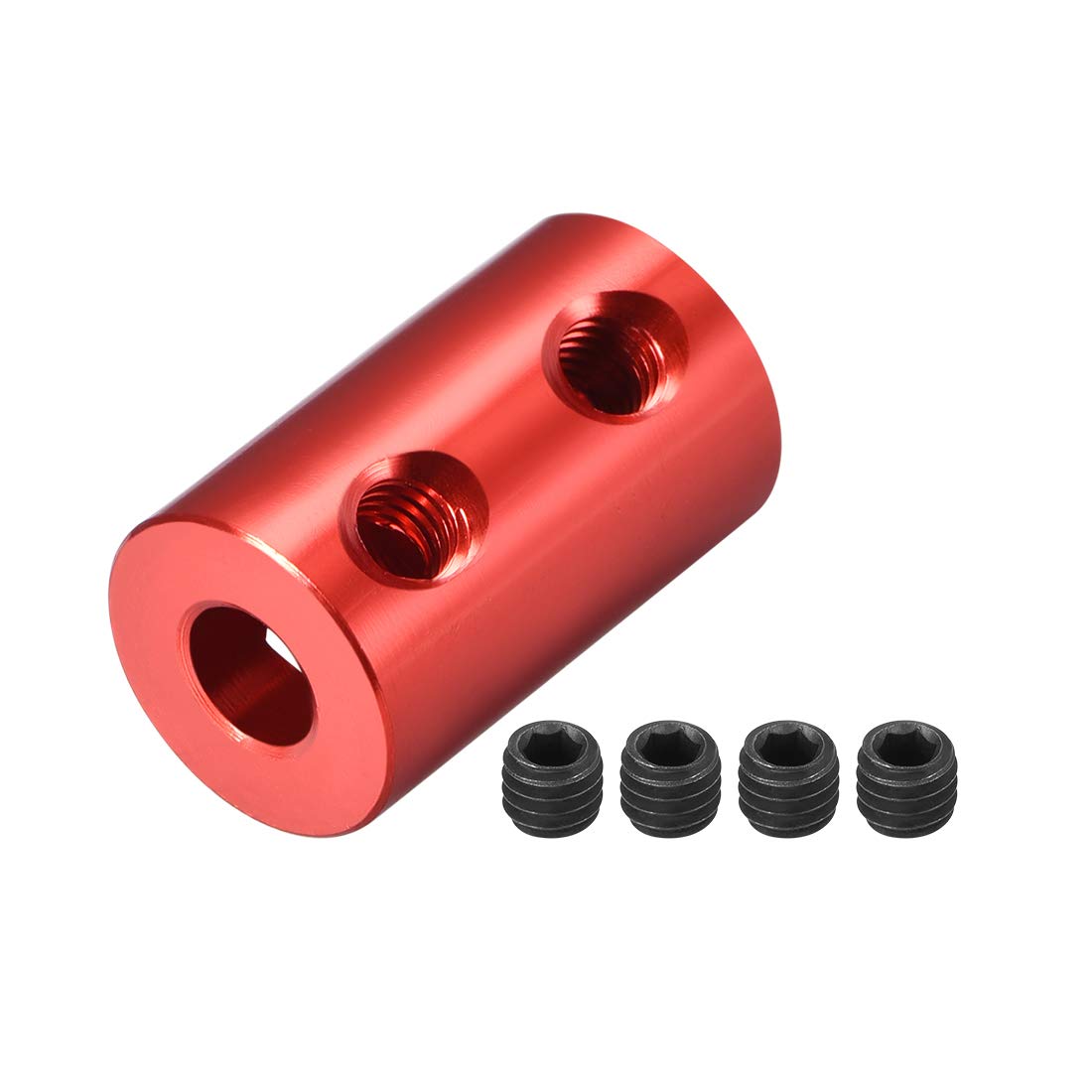 sourcing map 3.17mm to 5mm Bore Rigid Coupling Set Screw L20XD12 Aluminum Alloy,Shaft Coupler Connector,Motor Accessories,Red