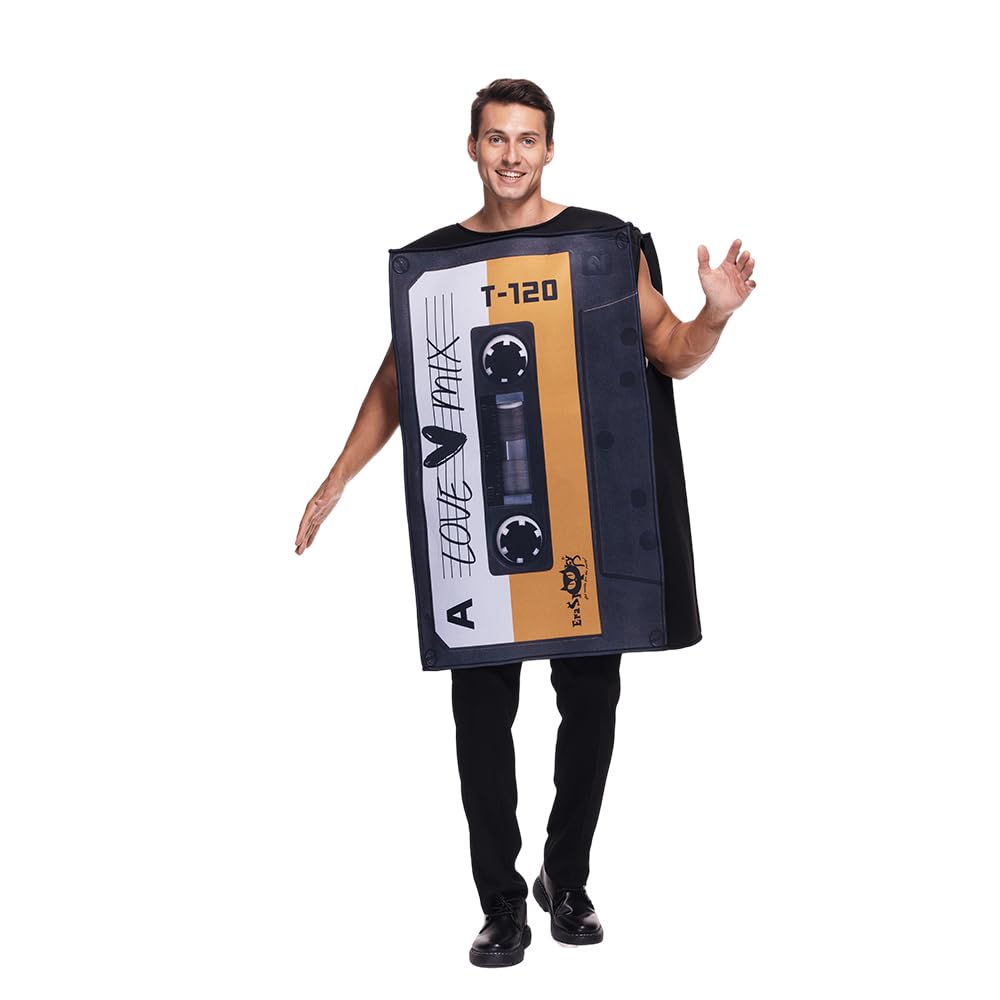 EraSpooky Adult Love Mix Tape Costume Retro 80's Cassette Tunic Unisex for Men Women