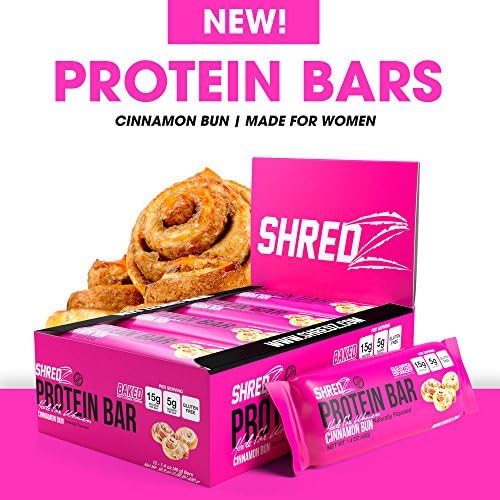 SHREDZ? Protein Bars - Fast & Easy Nutrition! Naturally Flavored, Soft Baked Center, Gluten Free! (Cinnamon Bun - Women - by SHREDZ