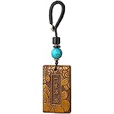 Mansiyuyee Peach Wood Hand Carved Lucky Keychain with Openable Knot Feng Shui Good Luck Charms