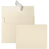 Ivory Blank Cards and Envelopes (Not-Folded), Goefun Cream Flat Note Cards 4.25 x 5.5 and A2 Envelopes Self Seal 100 Pack for Wedding, Invitations, DIY Notecards, Birthday & All Occasion