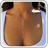 Jugielu Vintage Long Rhinestone Drop Y Necklace Gold Crystal Y Lariat Necklace Choker Wedding Small CZ Pendant Necklaces Minimalist Cubic Zirconia Thin Chain Necklaces Jewelry for Women