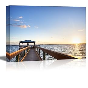 Canvas Prints Wall Art - Indian River in Florida at Sunrise | Modern Home Deoration/Wall Art Giclee Printing Wrapped Canvas Art Ready to Hang - 12" x 18"