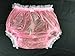 Haian Adult Incontinence Pull-on Plastic Pants Lace Panties Color Transparent Pink With White Lace (X-Large)