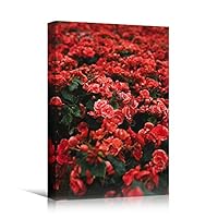 Canvas Wall Art Red Petals Colorful Farmhouse/Country Floral Multicolor Patterns Photography - 12x18 inches