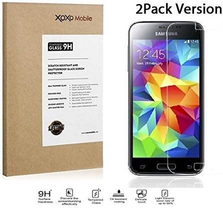 [2PACK, LIFETIME WARRANTY] XOXO Mobile® Premium Tempered Glass Screen Protector for Samsung Galaxy mini S5 G800F - Real Tempered Glass - Scratch Proof - Oleophobic Coating - Ultra Crystal Clear - Easy to Install [2.5D Rounded Edges] [Super Thin 0.3mm]
