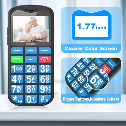 uleway 4G Senior Mobile Phone Unlocked with Bluetooth Charging Dock Handsfree Speakerphone High Volume Big Button for Elderly SIM Free Easy to Use Basic Phone SOS Emergency Button(Blue)