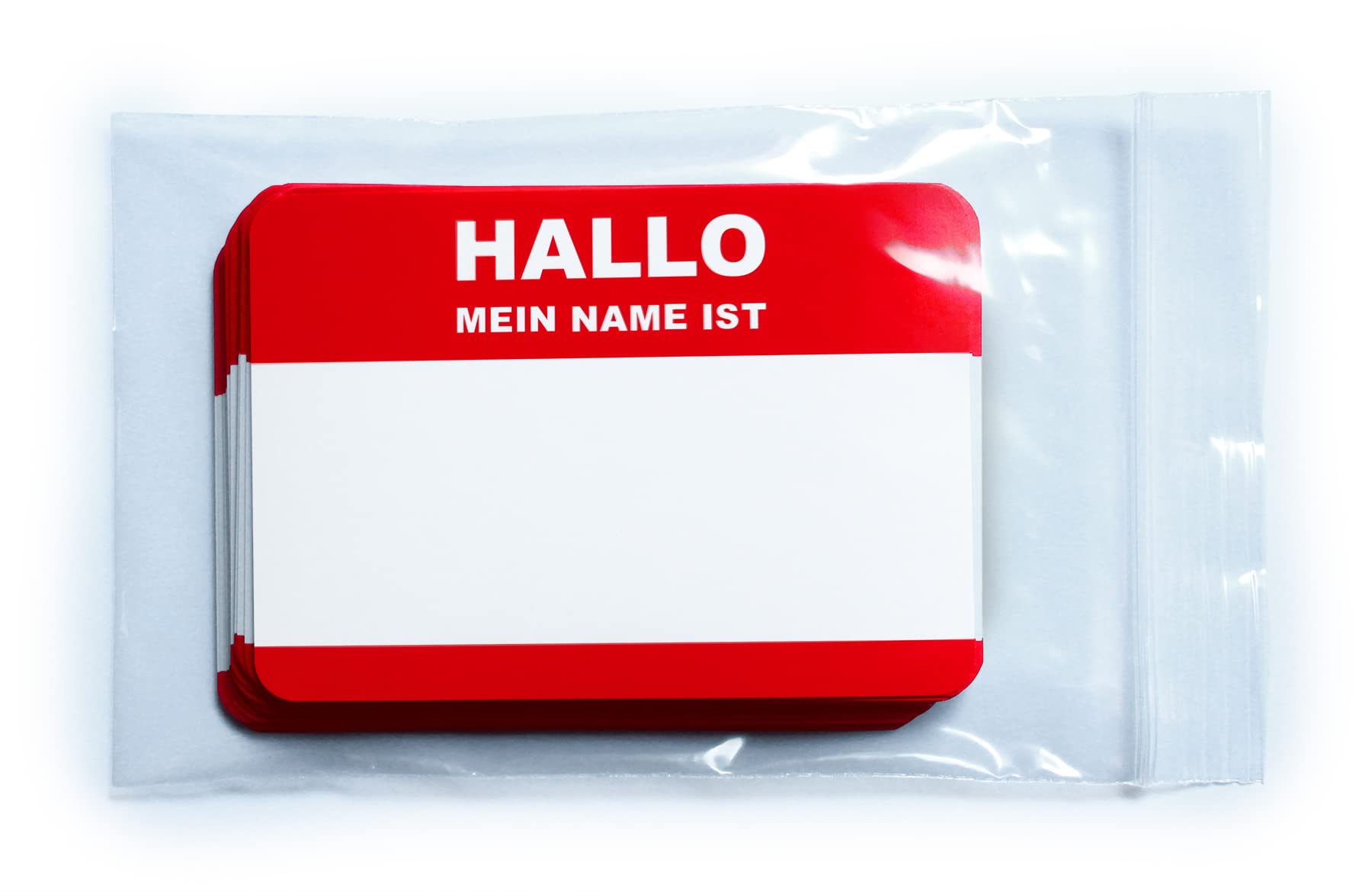 Hallo Mein Name ist.. German Name Plate Sticker Pack, 50 Pieces, 10.5 cm x 7.4 cm