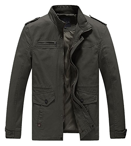 Lega Mens Cotton Classic Pea Coat Spring & Fall & Winter Ourdoor Jacket(Green/US Small/Asia 2XL)