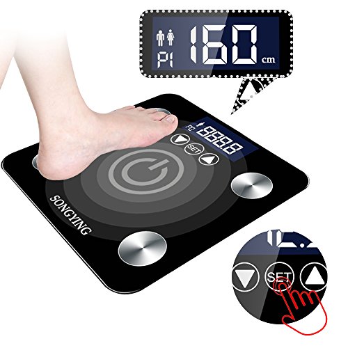 Smart Body Fat Scale, Large LED Display, USB Charging Body Fat Scale, Weight/Body Fat/BMI/Fitness Body Composition Analysis Smart Scale,to Accurately Track Your Health,Auto Turn Off/On,Exquisite,Black