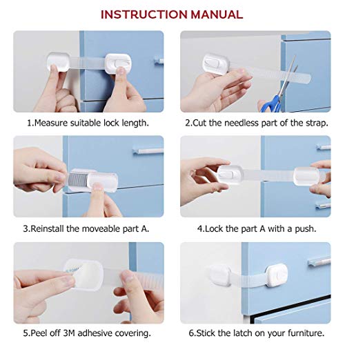 Magnetic Cabinet Locks Child Safety for Drawers and Cabinets - Kitchen Child Proof Cabinet locks - Baby Proofing Safety (6-Pack)