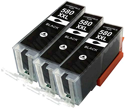 Printing Saver PGI-580XXL BLACK (3) ink cartridges for Pixma TS6150 TS6151 TS6251 TS6350 TS6351 TS705 TR7550 TS8150 TS8152 TS8250 TS8251 TS8252 TS8351 TS8352 TR8550 TS9150 TS9550 TS9551 TS9551C