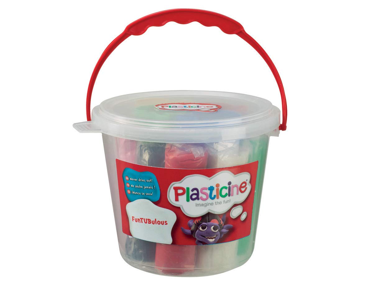 The Original Plasticine, FunTUBulous, Original Modelling Clay, Soft and Non-Hardening, Includes 8 Bumper Sticks of Plasticine in Plastic Bucket with Carry Handle, Suitable for Ages 3+ — image 1
