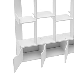 LOHISHILO 5 Tier Bookshelf Tall Bookcase Storage