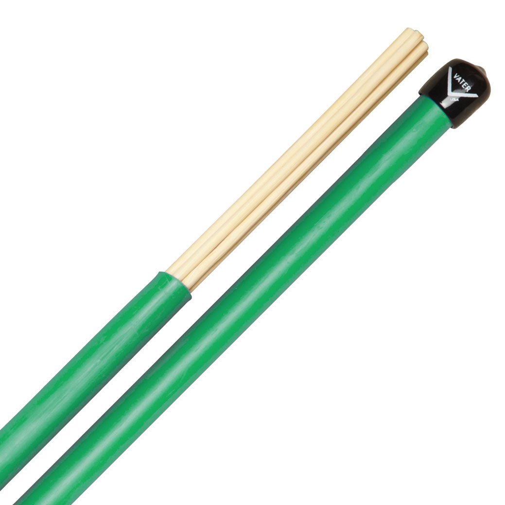 Vater Drumsticks VSPSSB - Speciality Sticks - Bamboo Splashstick Slim - Rute Rods Dowels - Green Handle