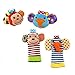ThinkMax Baby Rattle, 4PCS Baby Wrist Rattle and Foot Rattles Finder Socks Set, Developmental Soft Animal Rattles Infant Baby Toys (Monkey and Elephant)