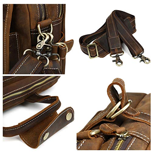 Iswee Leather Briefcase Fit Under 16.5" Laptop Tote Shoulder Bag for Men Messenger Satchel Work Case Crossbody (Extra Large Size-Fit 17" Laptop, Dark Brown)