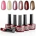 Gellen 6pcs 8ml Shiny Soak Off Gel Nail Polish UV Gel Brown Bottle Collection Mixed Colors 004