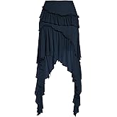 Verdusa Women's Flowy Asymmetrical Skirt Boho Ruffle Western Mini Skirt Country Concert Outfits