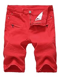 chouyatou pantalones cortos de mezclilla para hombre con diseño de arrugas