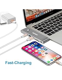 USB C Hub, Aiugko Type C Adapter 4K HDMI (30Hz), USB 3.0 SD TF Card Reader, PD Charge Port, 2 USB 3.0 Ports, 2 USB-C Data Port for Type c Devices MacBook Pro 2018 2017 UltraBook USB C Devices
