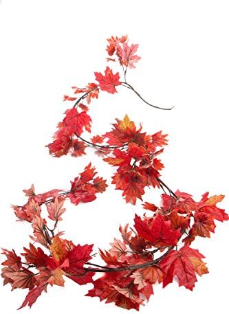 6' Fall Autumn Orange Artificial Maple Leaf Garland