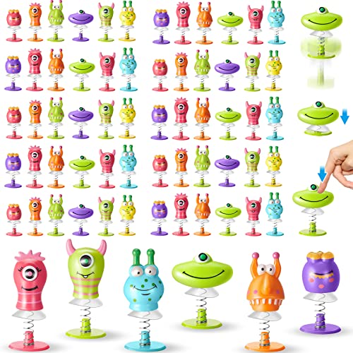 Deekin 100-Piece Big Eye Monster Spring Launcher Toy Set - Pop Up Bouncy Jumping Toys for Kids, Suitable for Classroom Prizes and Pinata Goodie Bag Fillers, Includes 6 Styles
