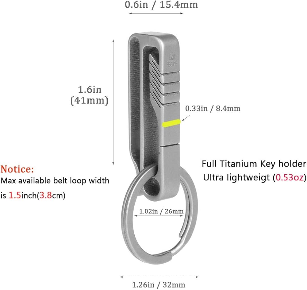 TISUR Belt Keychain Titanium Belt Loop Key Holder with Detachable Keyring for Men and Women (BK1) at  Men’s Clothing store