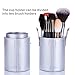 EMOCCI Makeup Brush Holder Large Capacity Make up Brush Case Organizer Cosmetic Cup Cylinder Storage Box Bag Pu Leather (Silver)