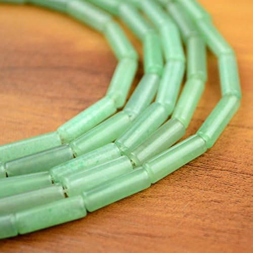 Natural Green Aventurine Tube Beads Cylinder 4x13mm Stone Beads - One 15 inches Strand