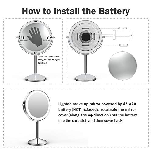 image for Vanity Mirror with Light,10X Magnification Makeup Mirror,Double Sided 