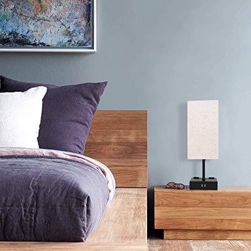 Touch Control Table Lamps Set with 2 USB Ports, 2 AC Outlet, 3 Way