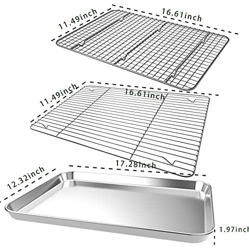 CEKEE Baking Sheet Rack Set [2 Sheets + 2 Racks], Stainless Steel