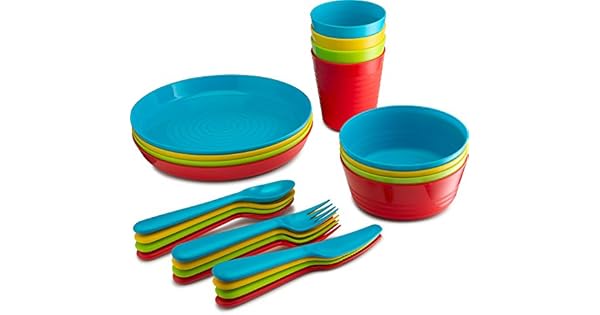 Amazon.com: PLASTI HOME 24 piezas Juego completo de vajilla ...