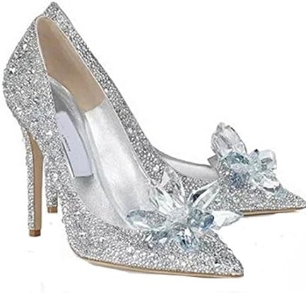 San Hojas® Cinderella Movie Sheepskin Pumps For Bridal Crystal Shoes Wedding (9)