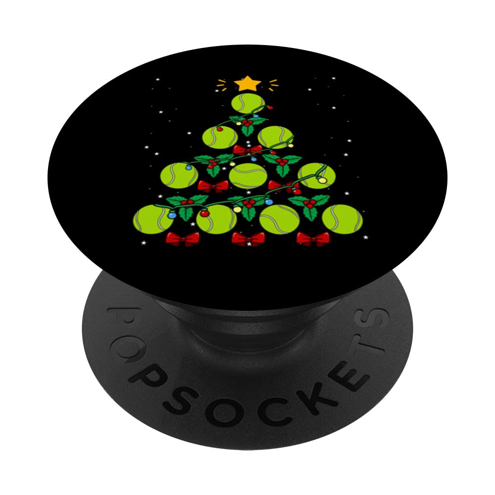 Tennis Ball Christmas Tree Racket Game Sport Nativity Xmas PopSockets Swappable PopGrip