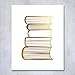 Stack of Books Gold Foil Decor Library Print Reading Study Modern Wall Art Poster 5 inches x 7 inches A19