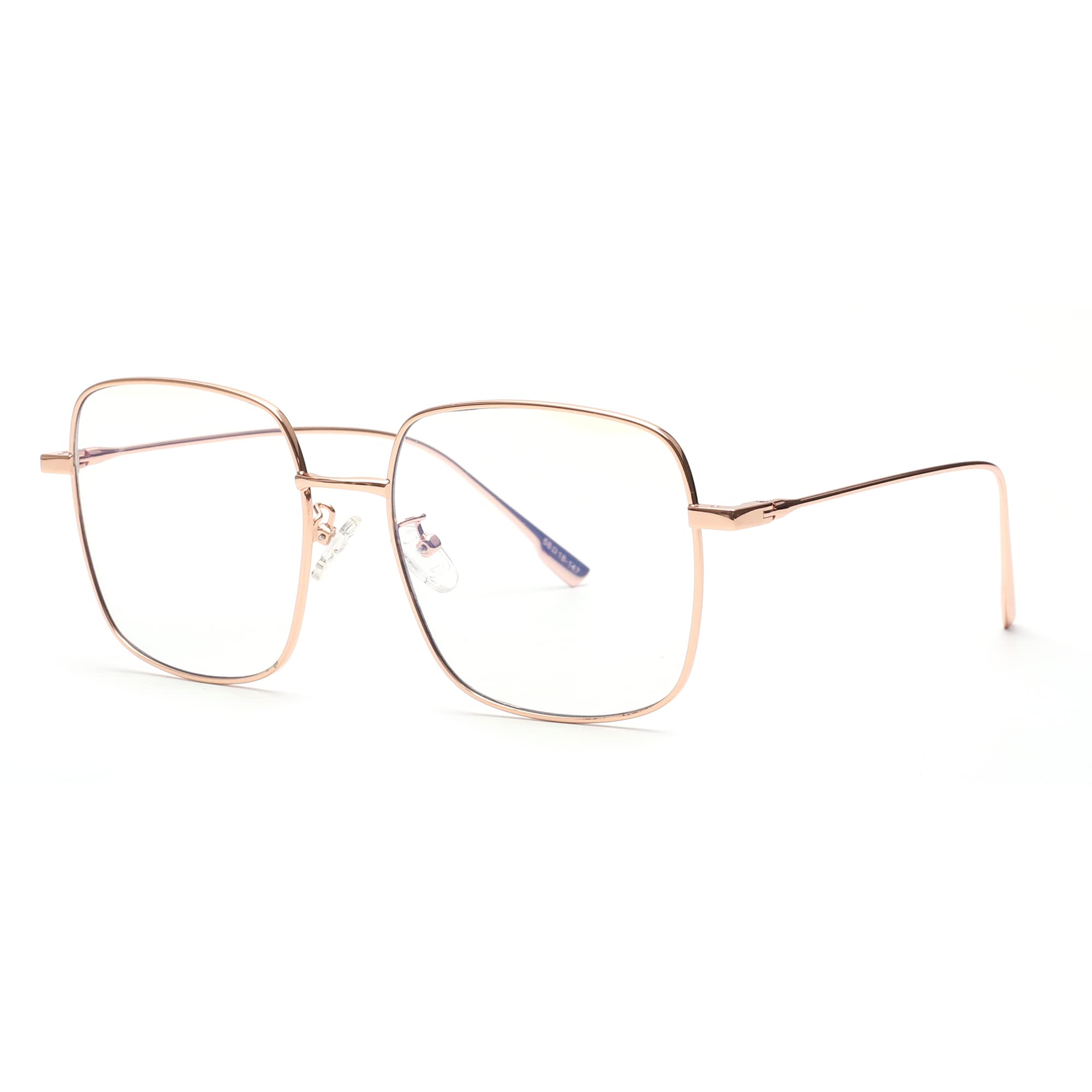 JM Blue Light Blocking Gaming Glasses Square UV400 Protection Metal Optical Computer Eyeglasses Anti Glare Eye Strain Men Women Gold — image 1