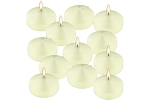 AAMDKCYU 12-Pack 3" Ivory Premium Floating Candles – Long-Lasting, Smokeless – Perfect for Weddings, Pool Parties, Spa Ambiance & Decor