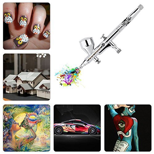 Gocheer Alta precisione Pistola Aerografo Doppia azione Gravità Alimentare Aerografo con 0,2 0,3 0,5mm ugelli Set per Tatuaggi Nail art Trucco Spray con Kit Pulizia Aerografo