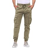 LEPOAR Men's Hiking Cargo Pants Joggers Slim Fit Stretch Lightweight Casual Work Pants with Pockets Drawstring Waist