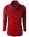 H2H Mens Unique Slim fit Fashionable Designed Shirring Long Sleeve T-shirts RED US S/Asia M (KMTTL0252)