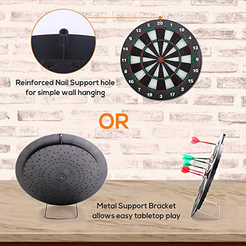 Festnight Security Plastic Dart Game Dartboard with 6 Bristle Darts Staple-Free Bullseye with Rotating Number Ring Adults Kids Inhouse Toy Office Entertainment